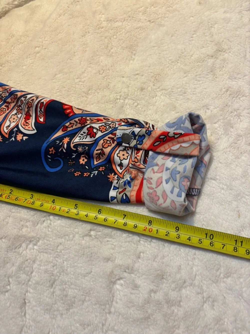 New Directions Dress Small Petite Navy Blue Paisley Floral Orange Red Mini Boho